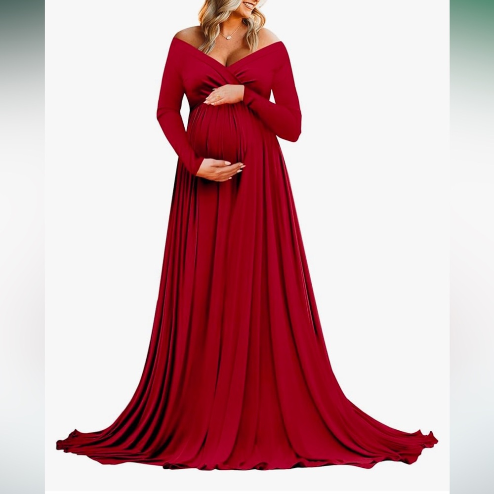 Off-Shoulder Maternity Dress/Gown